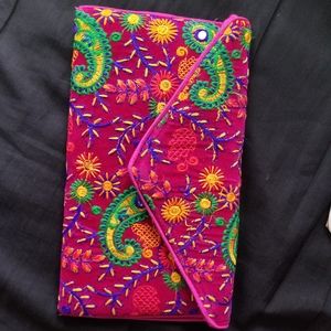 Handmade thread Embroidered Bag with attached strap